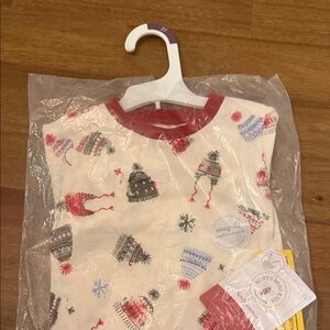Burt's Bees Baby Cream Pajama Top with Red and Gray Patterns